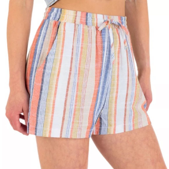🆕 Hurley Charlie Striped High-Rise Linen Shorts • Size Medium - Picture 3 of 3